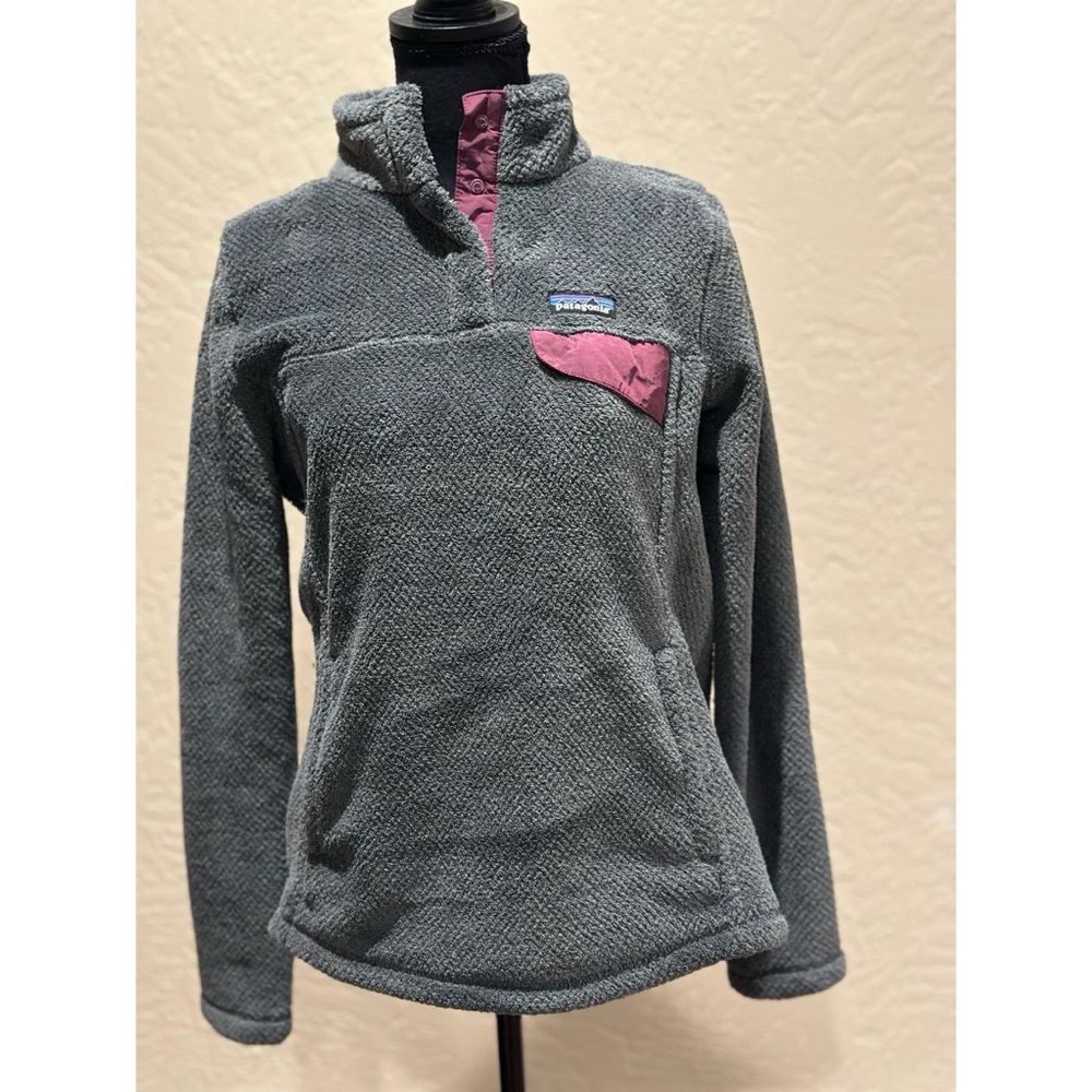 Patagonia Gray Fleece Pullover with Pink Accents